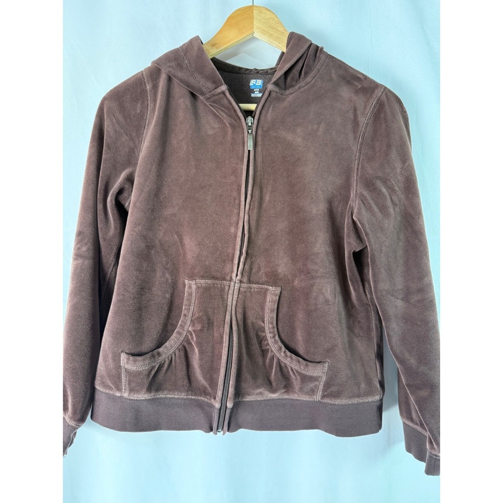 SB‎ Active Womens Velour Zip Up Hoodie Brown Medium/Medium Casual Comfy Med